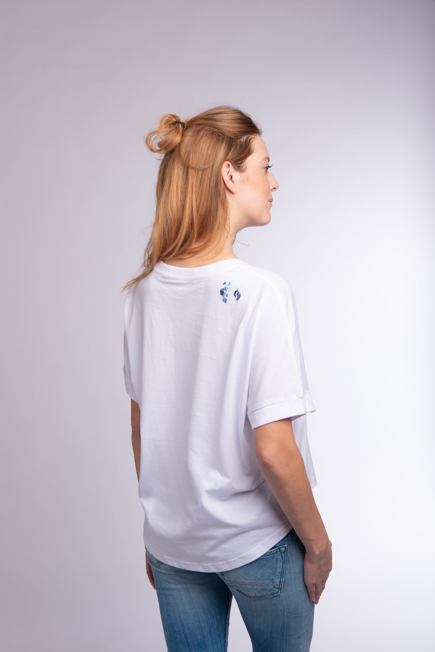 Oversized rolled sleeve t-shirt White