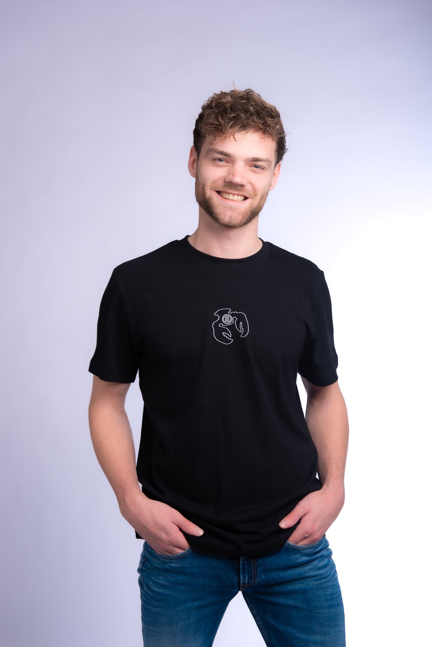 Rundhals-T-Shirt Schwarz