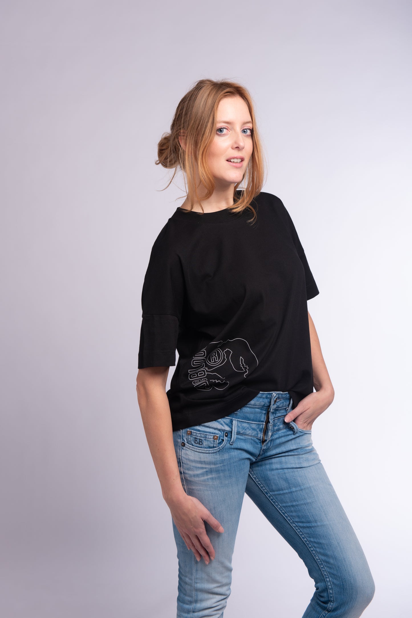 Oversized high neck T-shirt Black