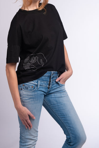 Oversized high neck T-shirt Black