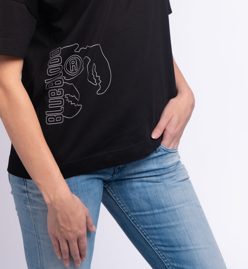 Oversized high neck T-shirt Black