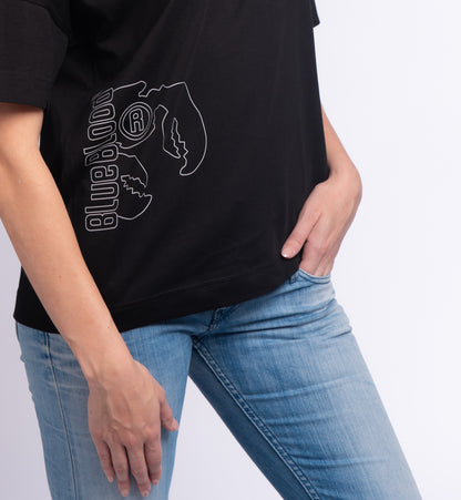 Oversized high neck T-shirt Black