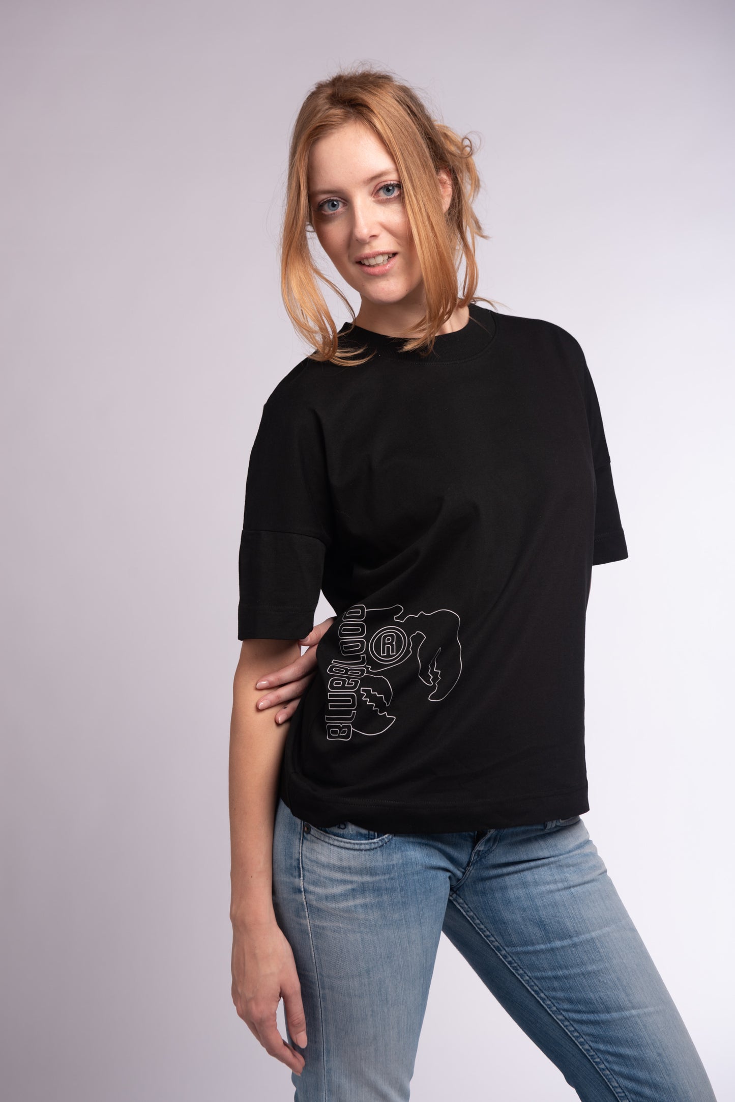 Oversized high neck T-shirt Black