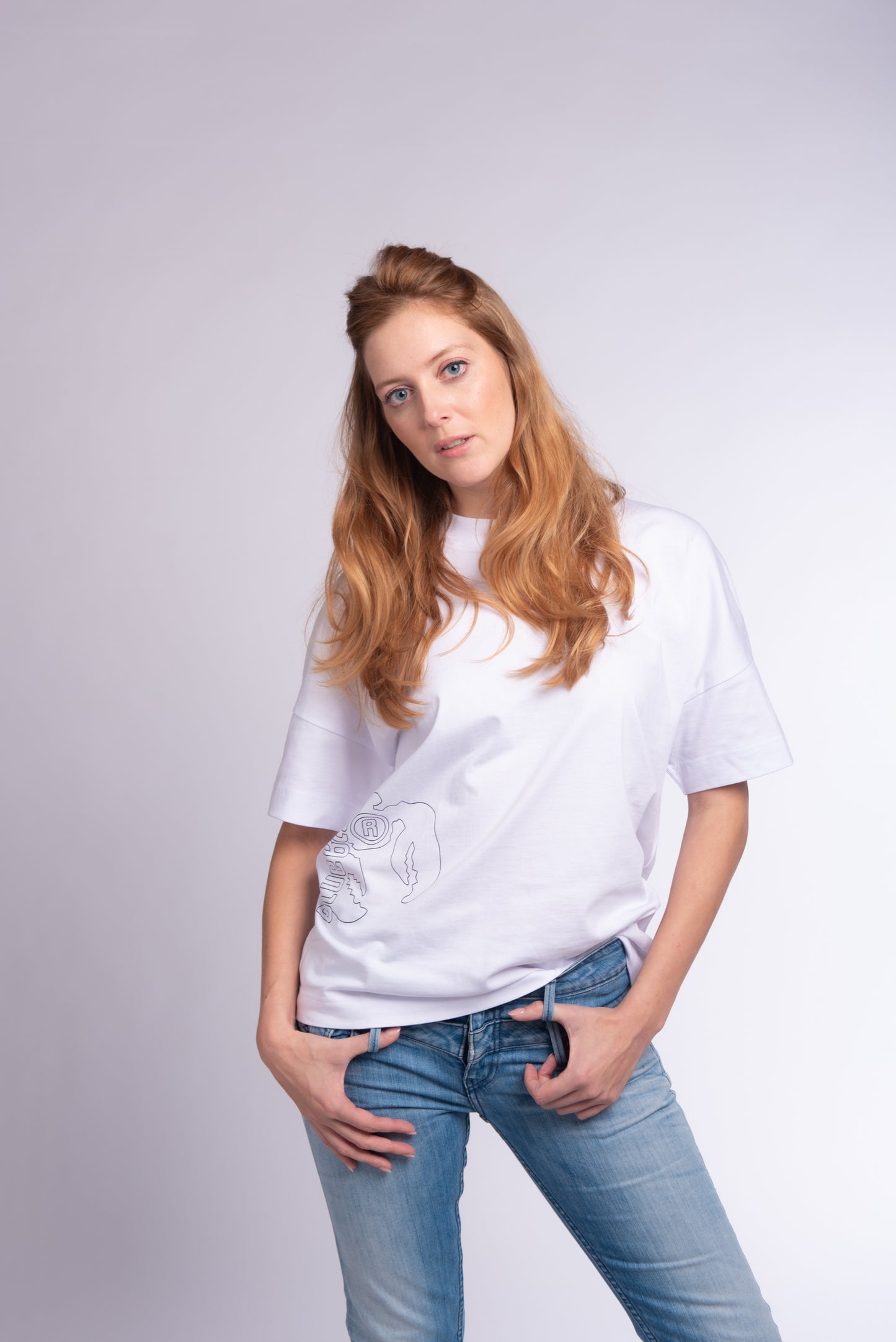 Oversized high neck T-shirt White