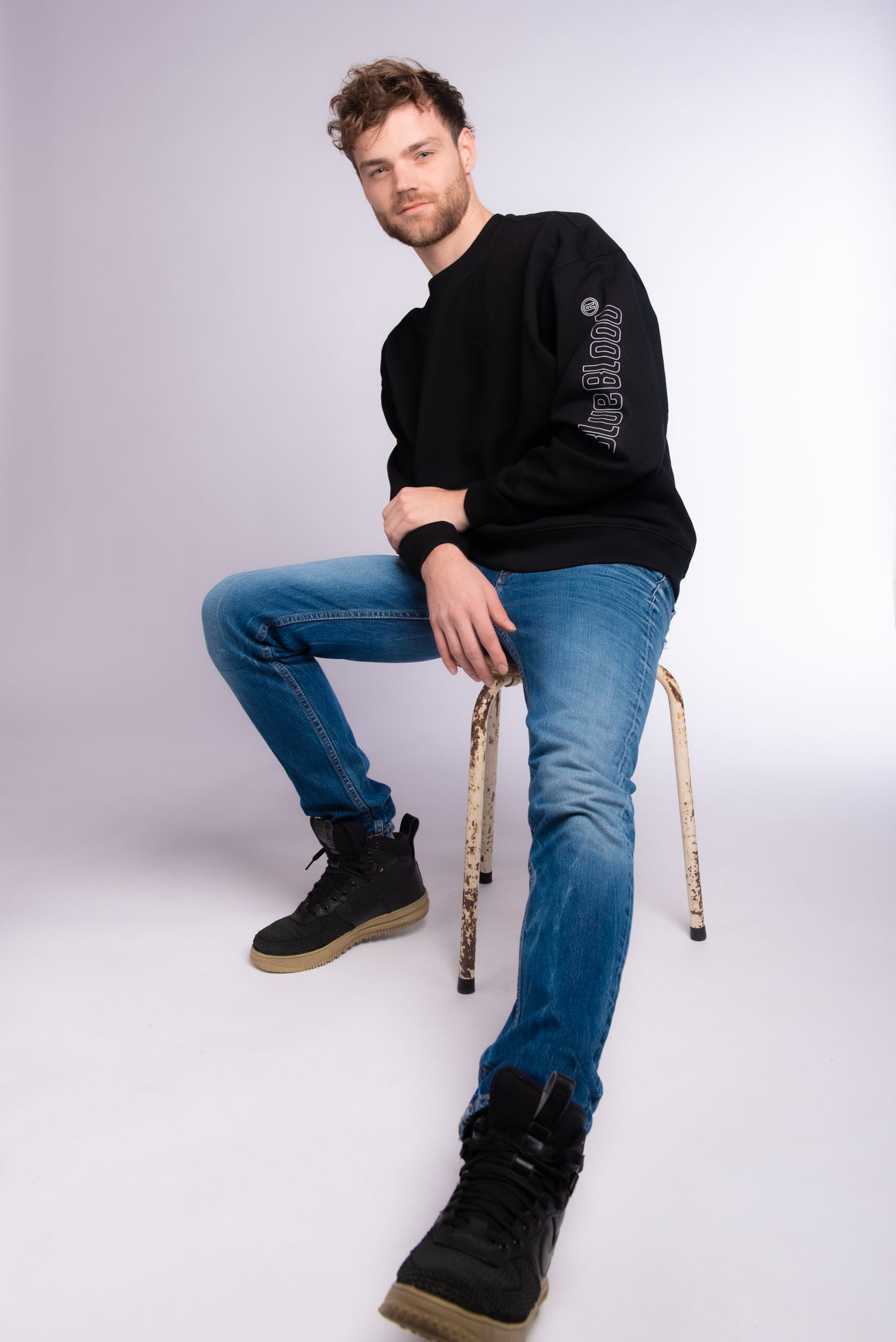 Relaxed crewneck sweat Black