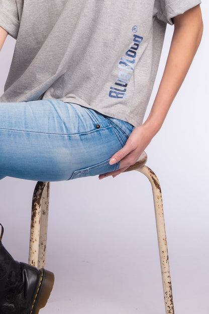 Oversized rolled sleeve t-shirt Heather Grey
