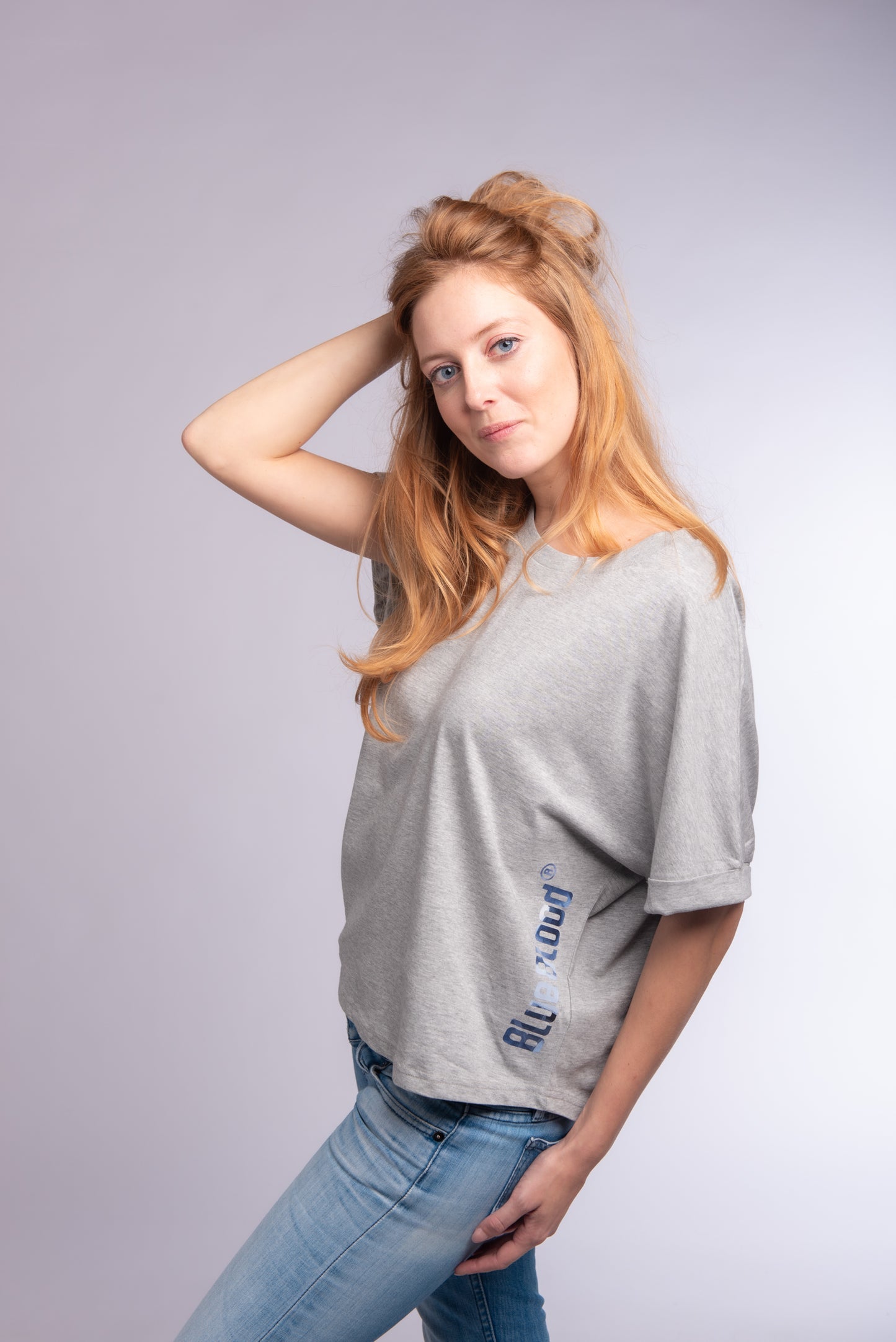 Oversized rolled sleeve t-shirt Heather Grey