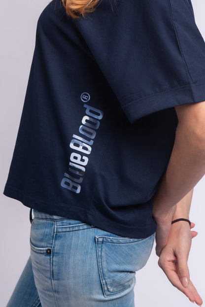 Oversized rolled sleeve t-shirt French Navy