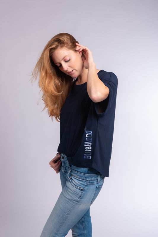 Oversized rolled sleeve t-shirt French Navy