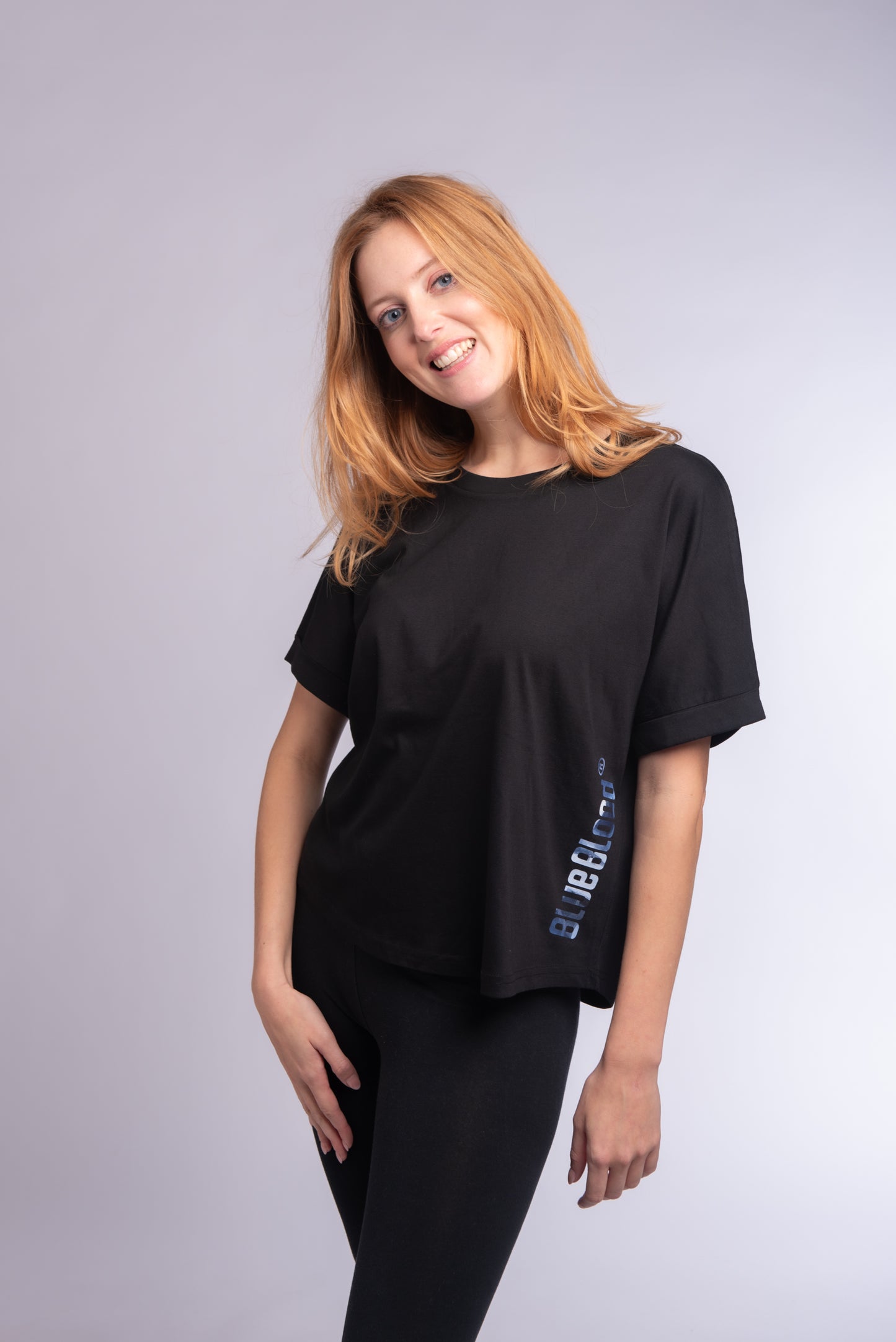 Oversized rolled sleeve t-shirt Black