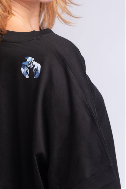 Oversized rolled sleeve t-shirt Black